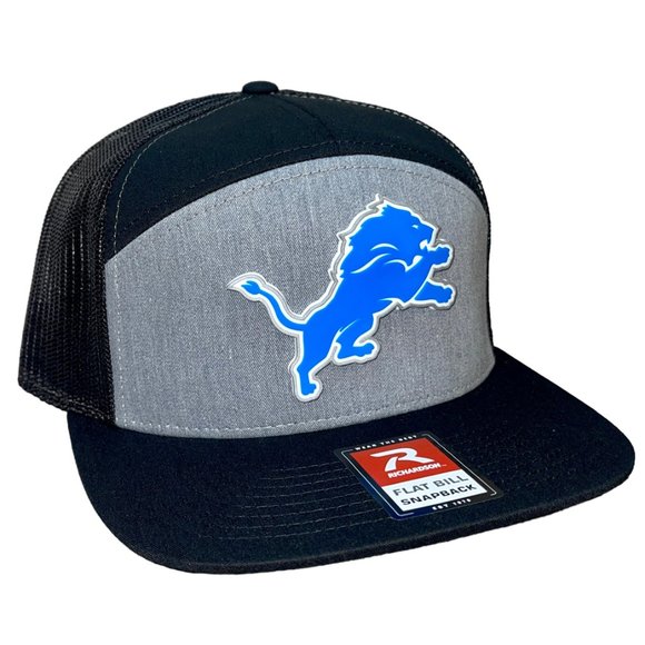 Detroit Lions 3D Snapback Seven-Panel Trucker Hat- Heather Grey/ Black - Picture 3 of 4